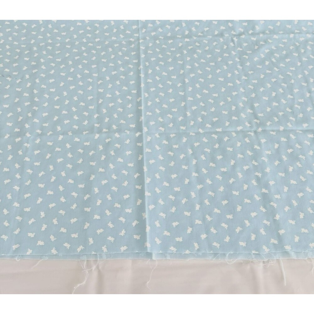 Vtg Wamsutta Miniature Easter Bunny Rabbit Fabric Blue Aqua Quilting Sewing BTY